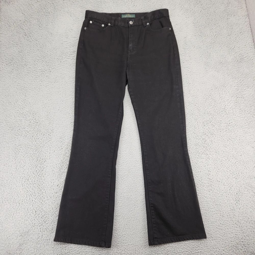Lauren‎ Ralph Lauren Jeans Womens 10 Black Classic Bootcut Pockets Logo Casual